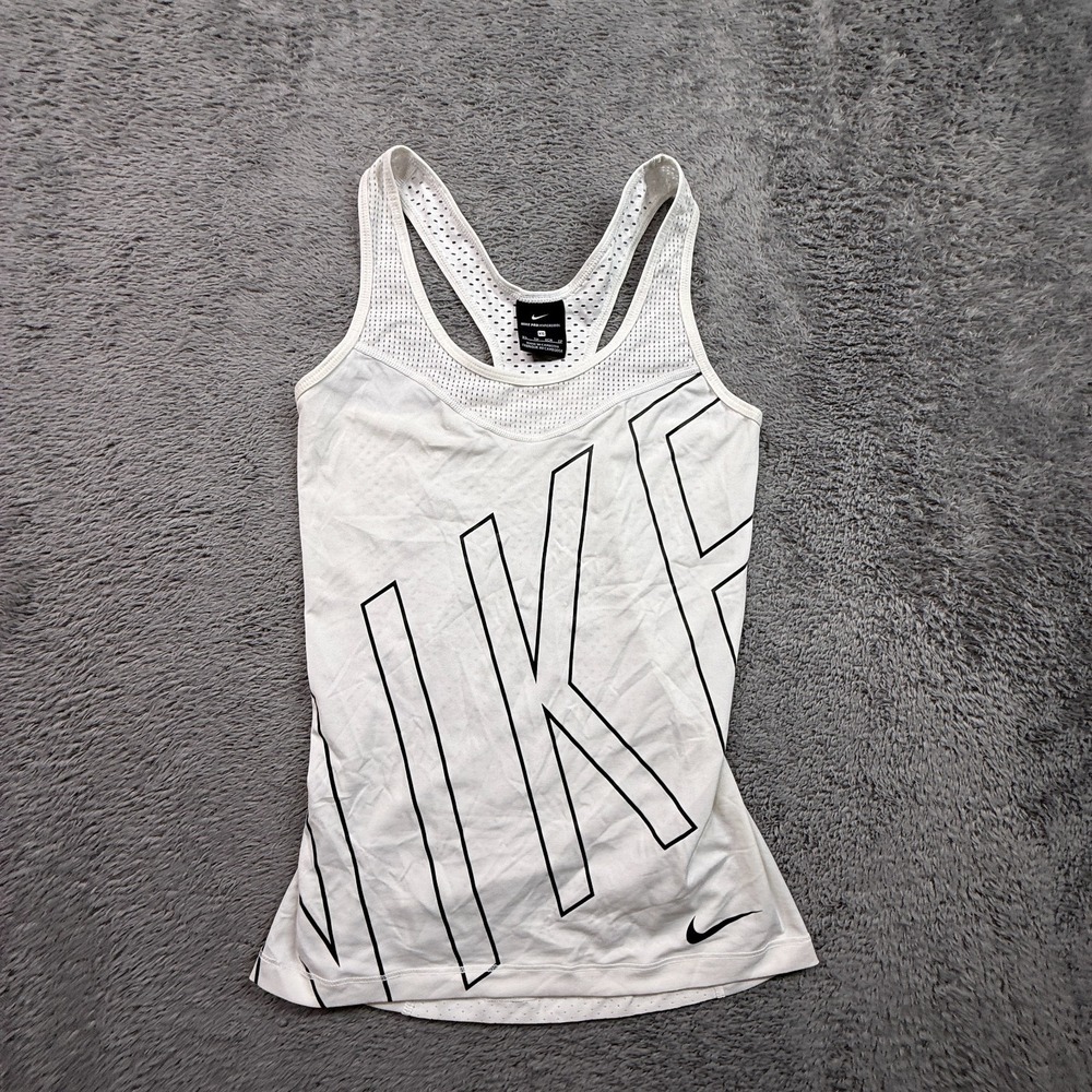 Nike Pro Hypercool Womens Tank Top Mesh Shirt Racerback White XS Gym Wear Yoga